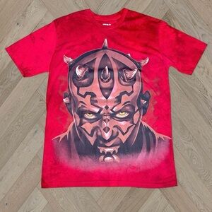 Rare Red & Black Tie Dye Darth Maul Star Wars Graphic T-Shirt